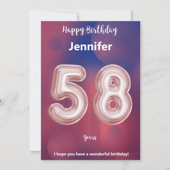 58 year old Happy Birthday card (Front)