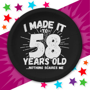 58 Year Old Sarcastic Meme Funny 58th Birthday Paper Plate