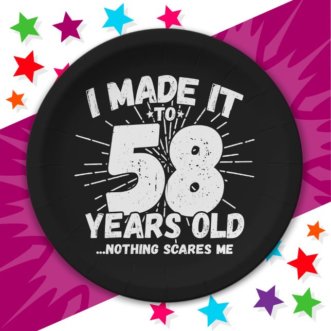 58 Year Old Sarcastic Meme Funny 58th Birthday Paper Plate (Creator Uploaded)