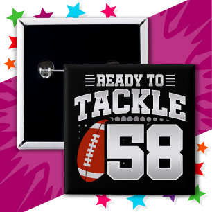 58 Year Old Tackle Football Party 58th Birthday 15 Cm Square Badge