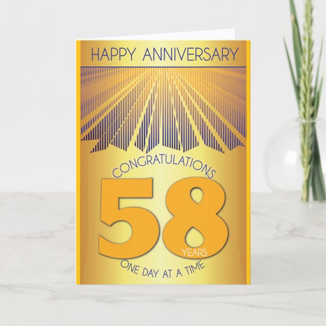 58 Year Sober Anniversary | Golden Ray 12 Step Card (Front)