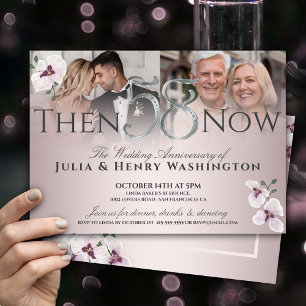 58th Anniversary Elegant Orchid Then And Now Invitation