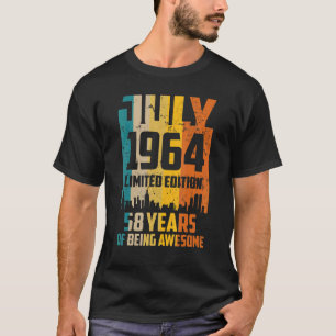 58th Birthday 58 Years Awesome Since July 1964 Vin T-Shirt
