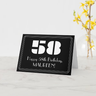 58th Birthday: Art Deco Inspired Look "58" & Name Card