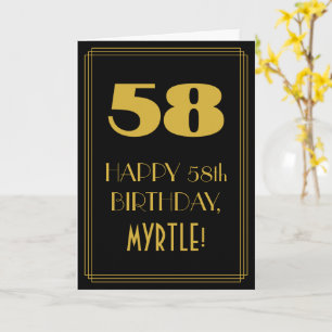 58th Birthday ~ Art Deco Inspired Look "58" & Name Card