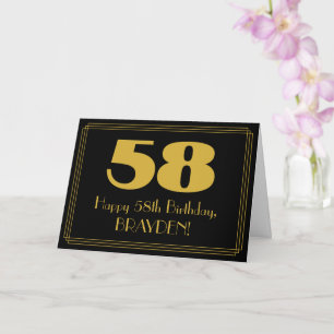 58th Birthday: Art Deco Inspired Look "58" & Name Card