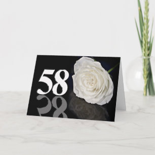 58th Birthday Card with a classic white rose