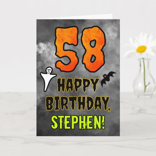 58th Birthday: Eerie Halloween Theme + Custom Name Card (Small Plant)