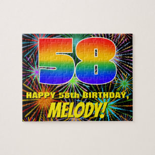 58th Birthday: Fun, Colourful Celebratory Firework Jigsaw Puzzle