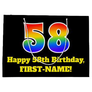 58th Birthday ~ Fun, Colourful, Vibrant, Rainbow 5 Large Gift Bag