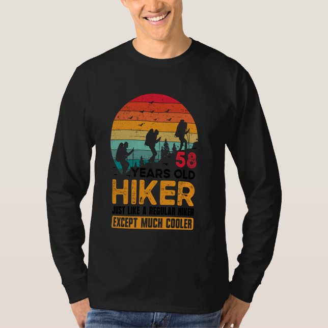 58th Birthday Hiker Mountain 58 Years Old Hiking L T-Shirt (Front)