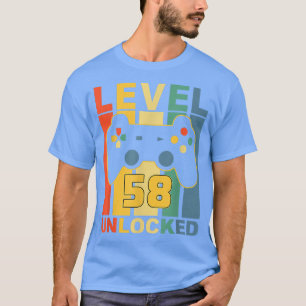 58th Birthday Level 58 Unlocked Vintage Video Game T-Shirt