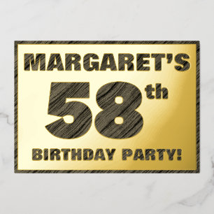 58th Birthday Party — Bold, Faux Wood Grain Text