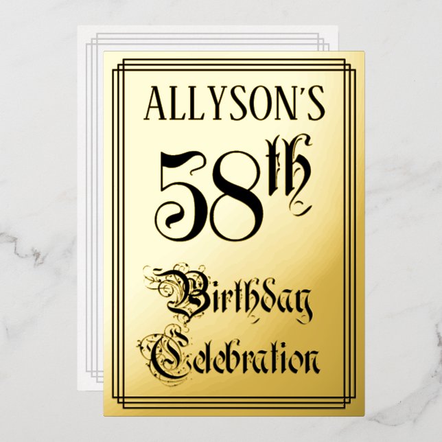 58th Birthday Party — Elegant Script + Custom Name (Front/Back)