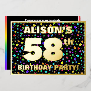 58th Birthday Party — Fun, Colourful Stars Pattern