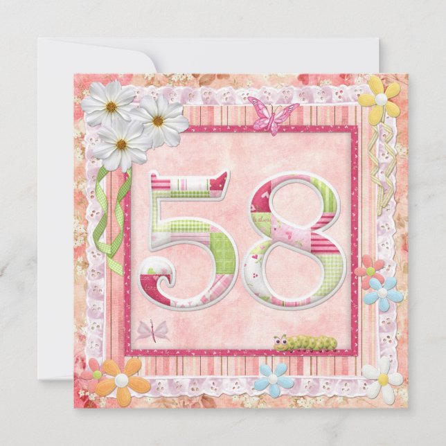 58th birthday party scrapbooking style invitation (Front)