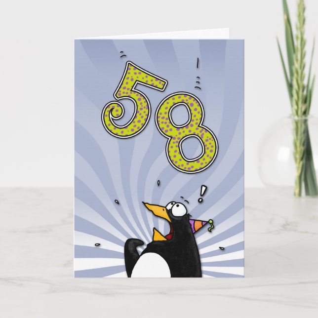 58th Birthday - Penguin Surprise Card (Front)