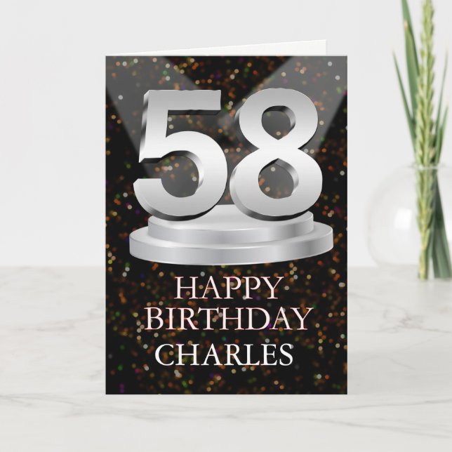 58th Birthday Spotlights Add A Name Card (Front)