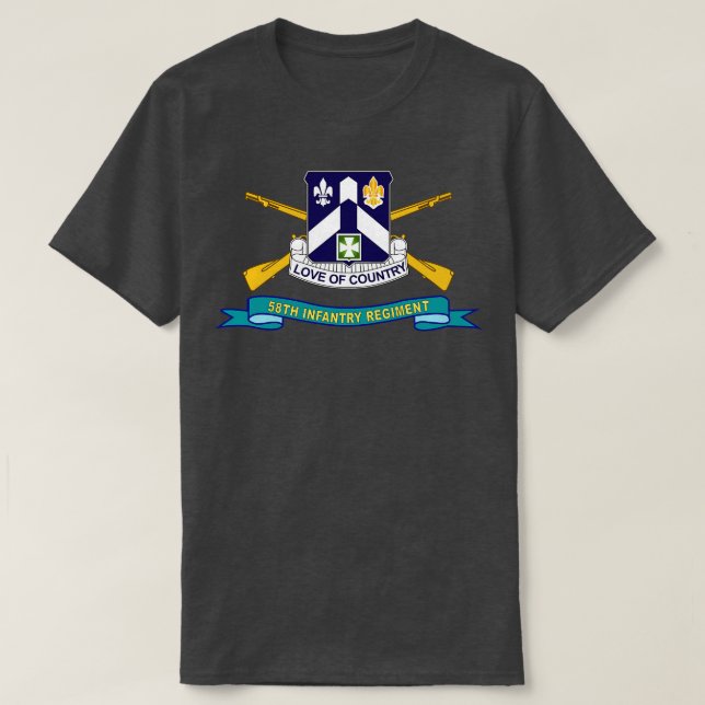 58th Infantry Regiment DUI w Br Ribbon X T-Shirt (Design Front)