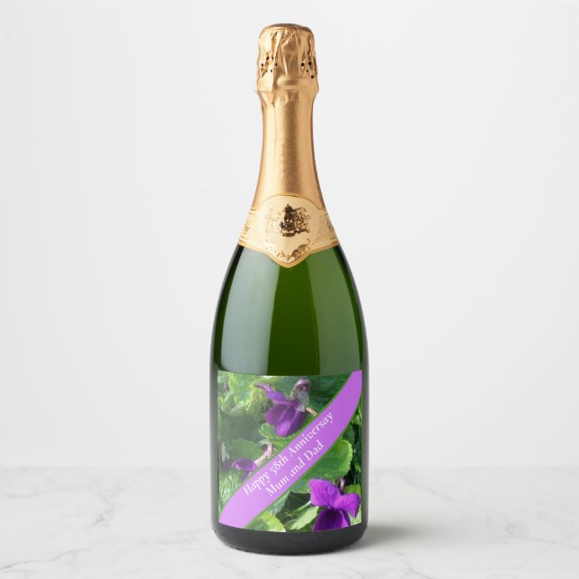 58th Wedding Anniversary   Sparkling Wine Label (Front)