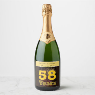 58th Wedding Anniversary   Sparkling Wine Label