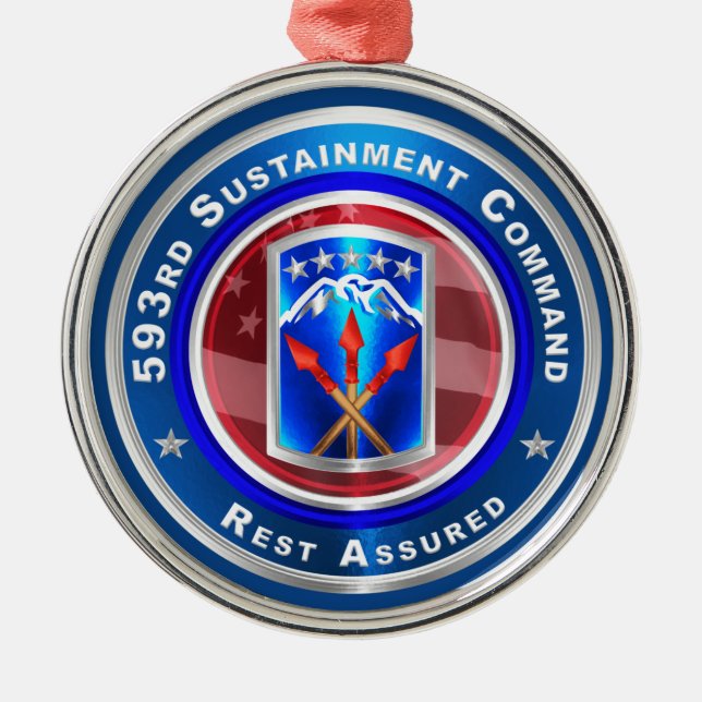 593rd Sustainment Command Metal Tree Decoration (Front)