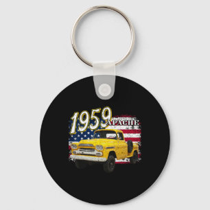 59 Apache Truck 4th Of July American Key Ring