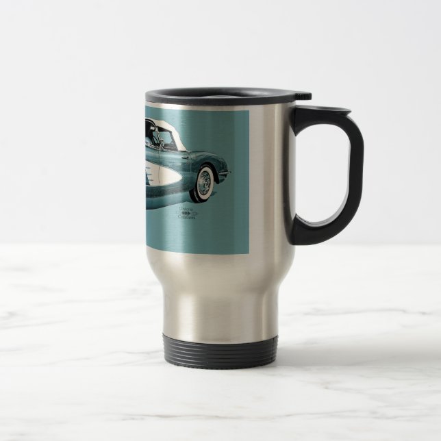 59 Corvette Blue Background Travel Mug (Right)