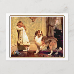 59 Girl with Pet Shelti Postcard