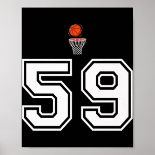 59 Number Basketball Style Vintage White Premium Poster