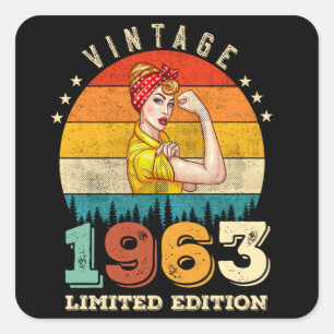 59 Year Old 1963 Vintage Women 59th Birthday Gift Square Sticker
