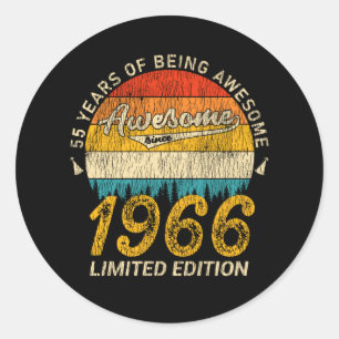 59 Year Old 1966 Retro Awesome 59th Birthday Gift Classic Round Sticker