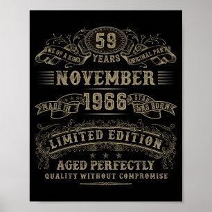 59 Year Old 59th Bday November 1966 Limited Editio Poster
