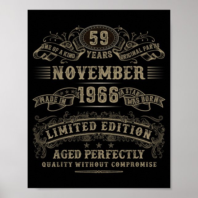 59 Year Old 59th Bday November 1966 Limited Editio Poster (Front)