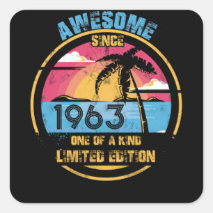 59 Year Old Awesome Since 1963 59th Birthday Square Sticker