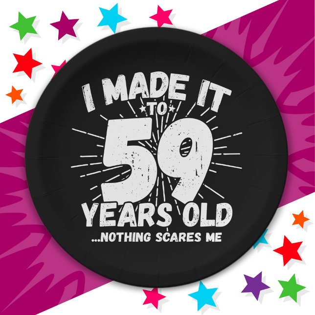 59 Year Old Sarcastic Meme Funny 59th Birthday Paper Plate (Creator Uploaded)