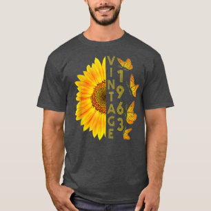 59 Year Old Vintage 1963 Sunflower Butterfly 59th T-Shirt