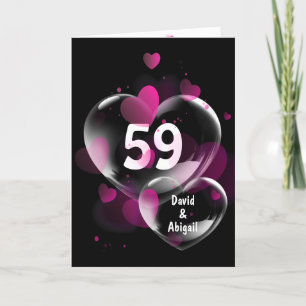 59th Anniversary Heart Bubbles on Black Card