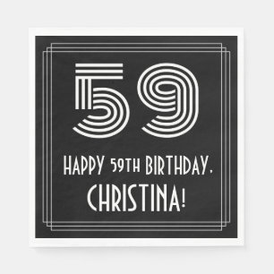 59th Birthday: Art Deco Inspired Look "59" + Name Napkin