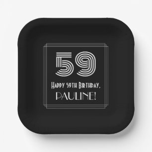 59th Birthday — Art Deco Inspired Look “59”  Paper Plate