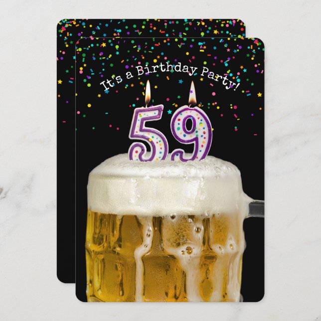 59th Birthday Candle Party Invitation (Front/Back)