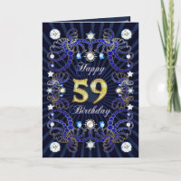 59th birthday card with masses of jewels