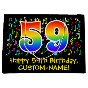 59th Birthday - Colourful Music Symbols, Rainbow 5 Large Gift Bag