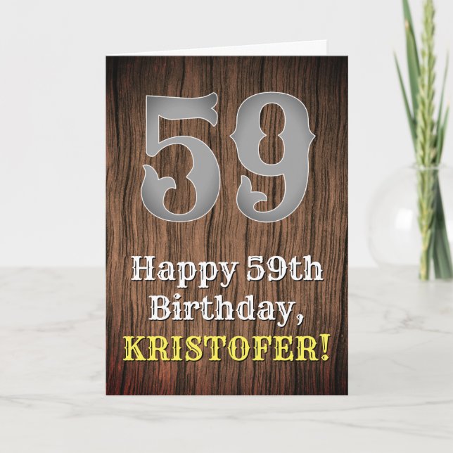 59th Birthday: Country Western Inspired Look, Name Card (Front)