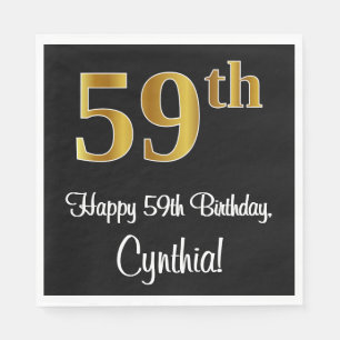 59th Birthday ~ Elegant Luxurious Faux Gold Look # Napkin