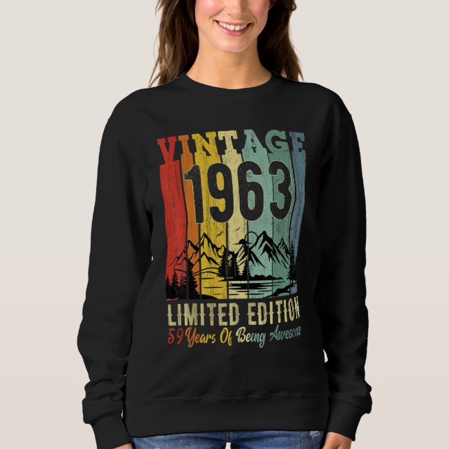 59th Birthday Party 59 Year Old Awesome 1963 Sweatshirt (Front)