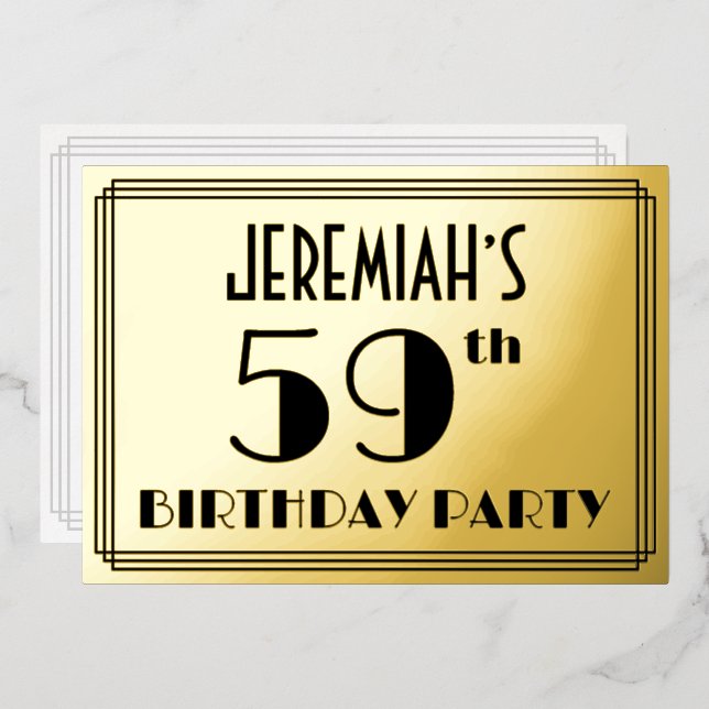 59th Birthday Party — Art Deco Look “59” + Name (Front/Back)