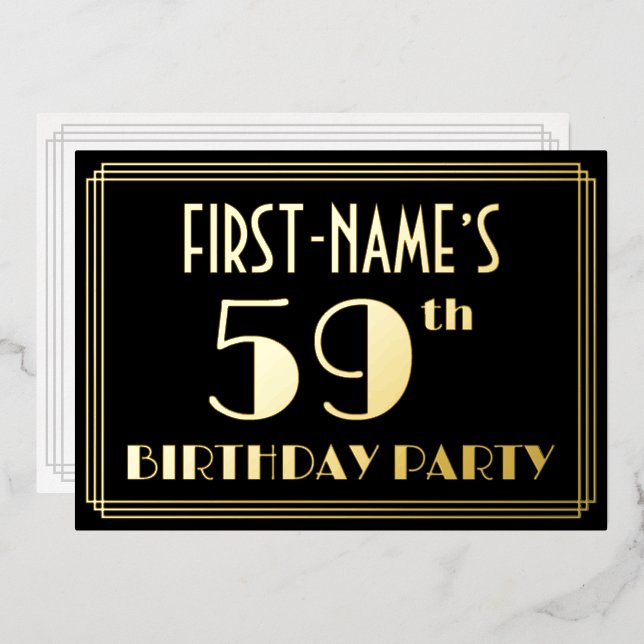 59th Birthday Party: Art Deco Look “59”, w/ Name (Front/Back)