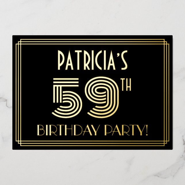 59th Birthday Party — Art Deco Style “59” + Name (Front)