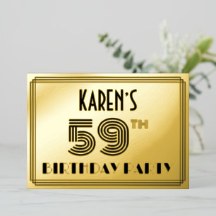 59th Birthday Party — Art Deco Style “59” & Name